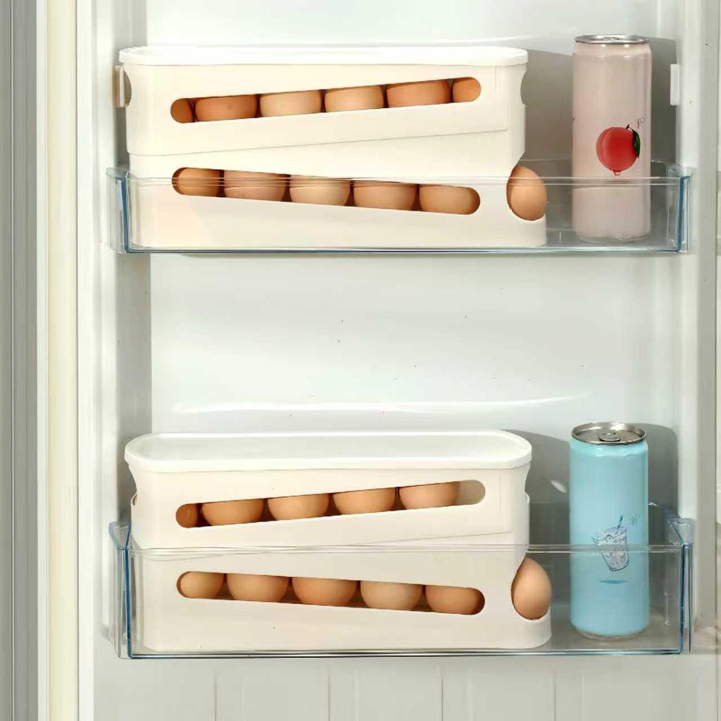 Food Grade Rolling Egg Storage Box with Lid for Refrigerator or Freezer