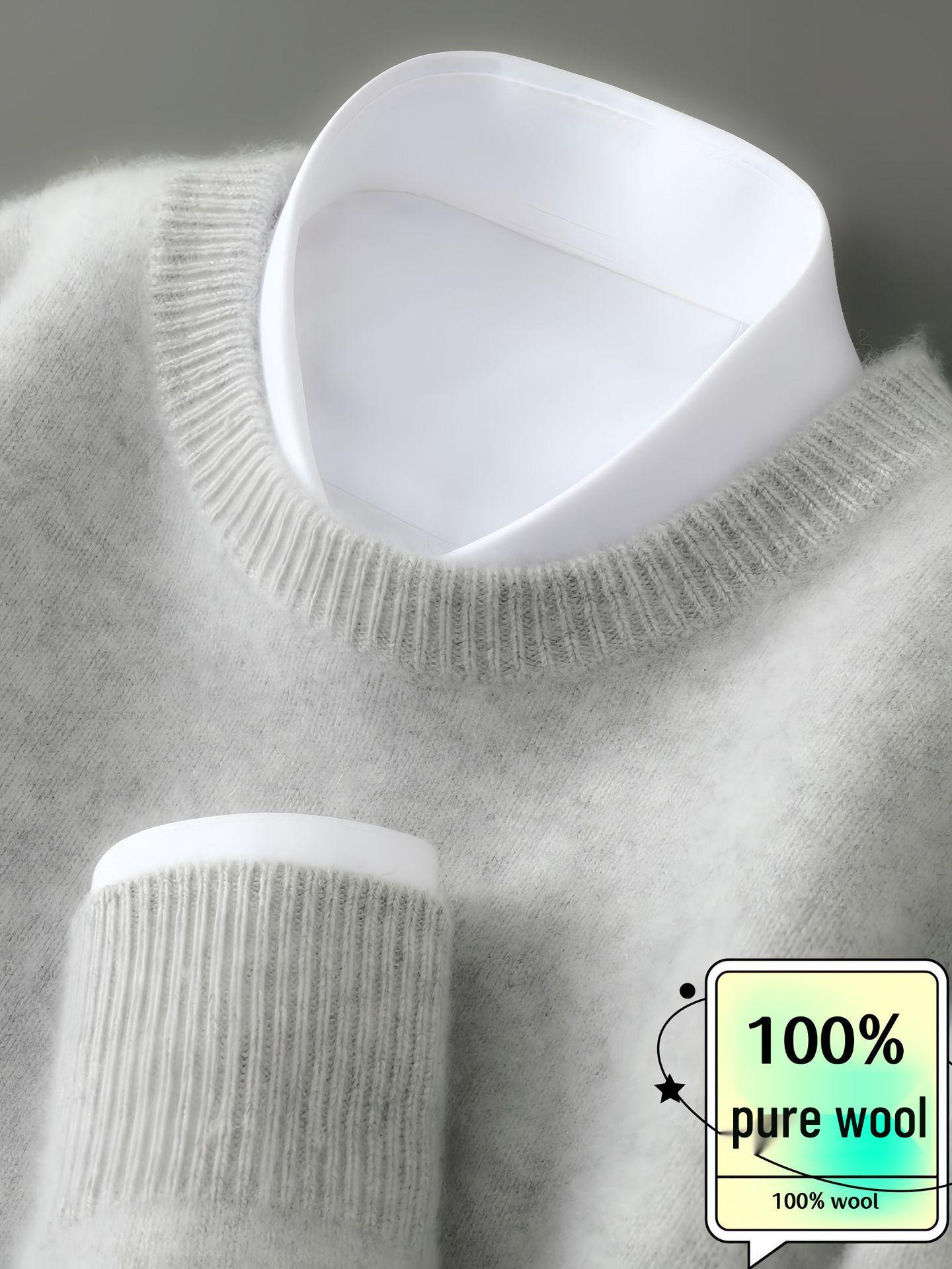 Men s High-Density Knit Wool Sweater - Autumn/Winter Anti-Pilling Thick Warm Round Neck Business Base Layer Large