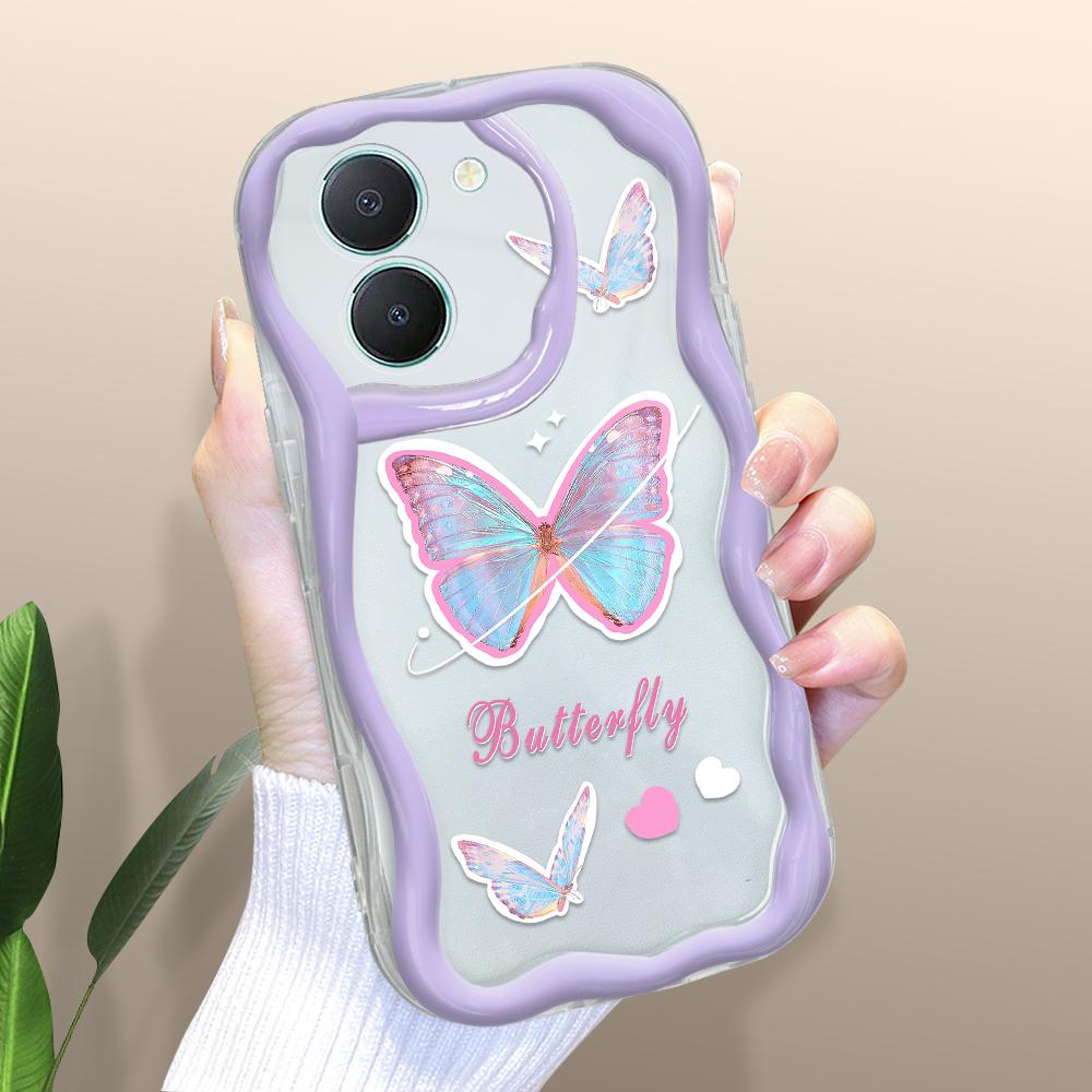 Cute Cartoon Pattern Cream Texture Casing Wavy Edge Soft Silicone Cover Phone Case for Vivo