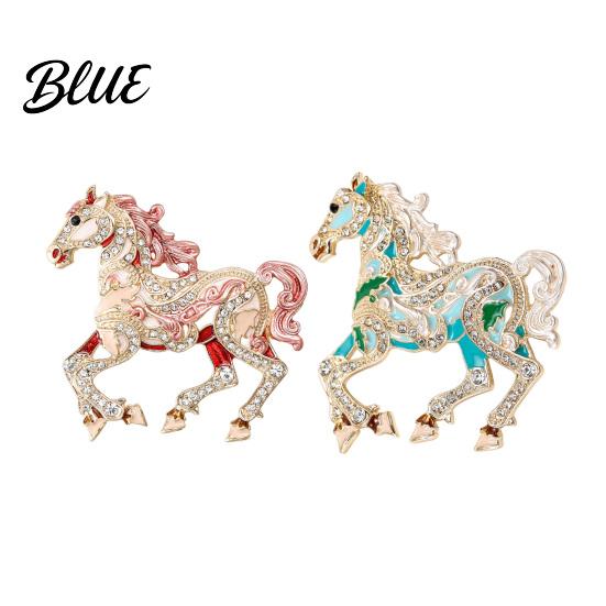 Elegant Horse Accessory Colorful Brooch Rhinestone Encrusted Alloy Lapel Pin