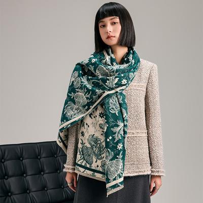 Vielseitiger Druck, kontrastfarbiger, doppelseitiger Kaschmirimitat-Schal, Winter-High-End-Warmschal für Damen