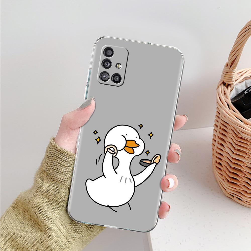 Case For Samsung A15 A13 A35 A55 A51 A71 A41 A31 A21S A05 A17 A23 A25 A33 A53 A73 5G A07 4G Cover Funny Cute Duck Fashion Couple