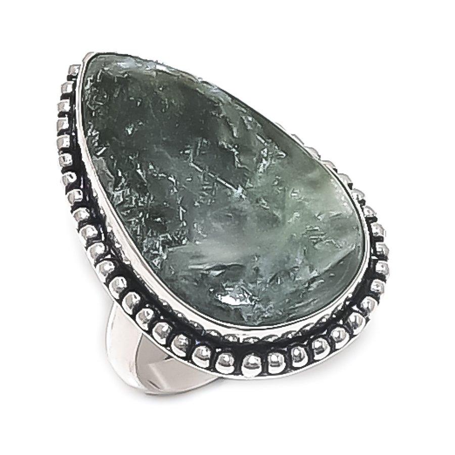 

Seraphinite Gemstone 925 Sterling Silver Jewelry Ring Size 9