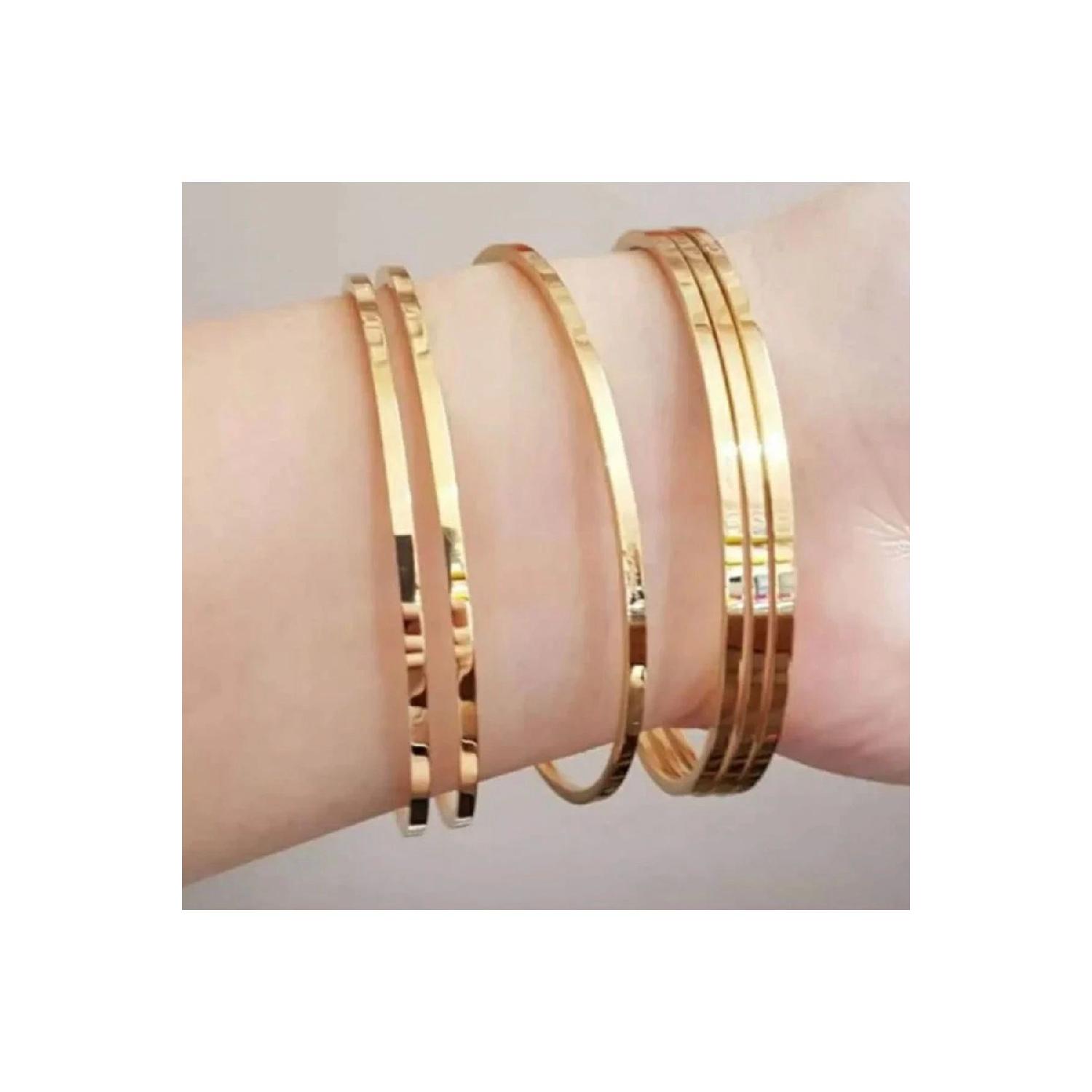

Set Of 6 Erosion Cut Ajda Model 14 Carat Gold Filled Steel Bracelet