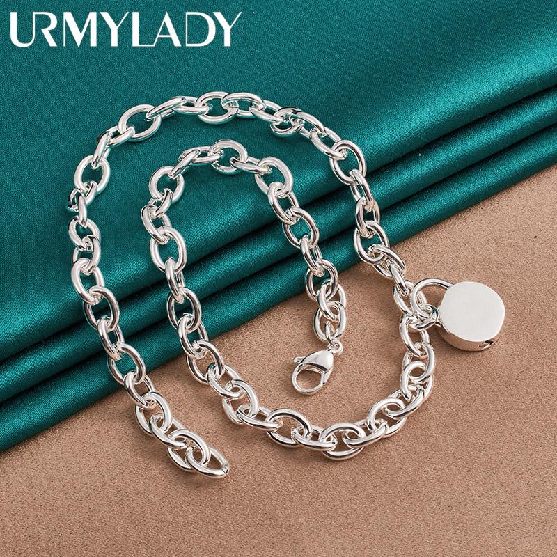 925 Sterling Silver Round Lock 18inch Pendant Necklace For Women Fashion Jewelry