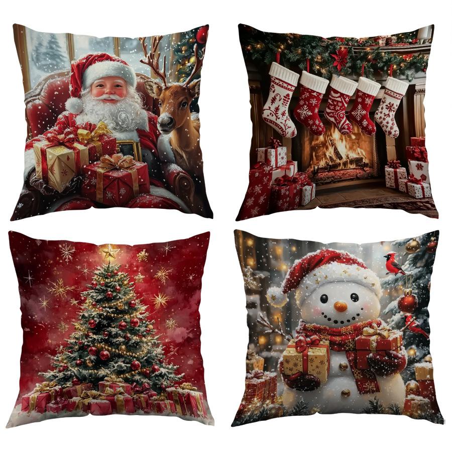 Christmas Polyester Cushion Sofa Decorative Cushion Cover