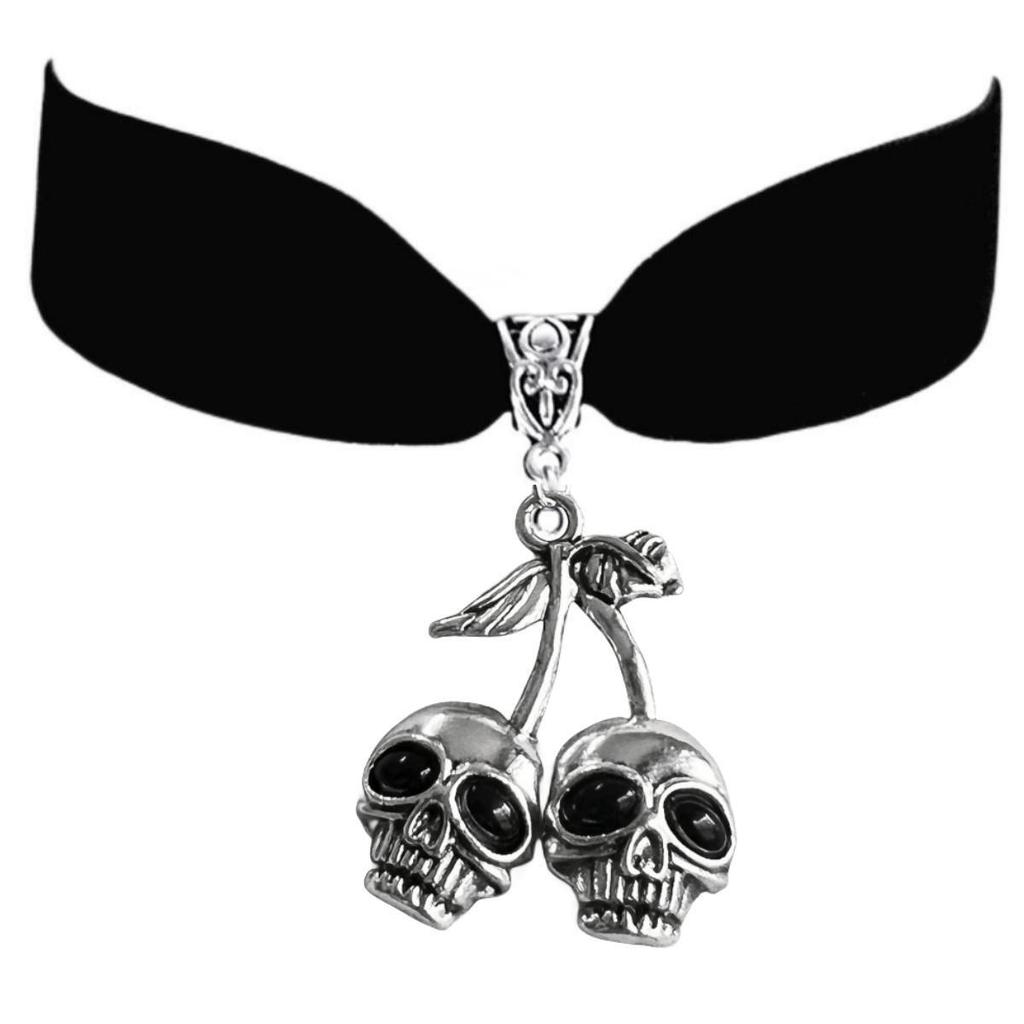 Gothic Skull Necklace With Velvet Chain For Women Fashion Accessory