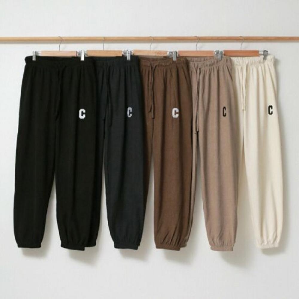 From Heart Women Daily Golden C Embroidery Banding Jogger Wide Pants