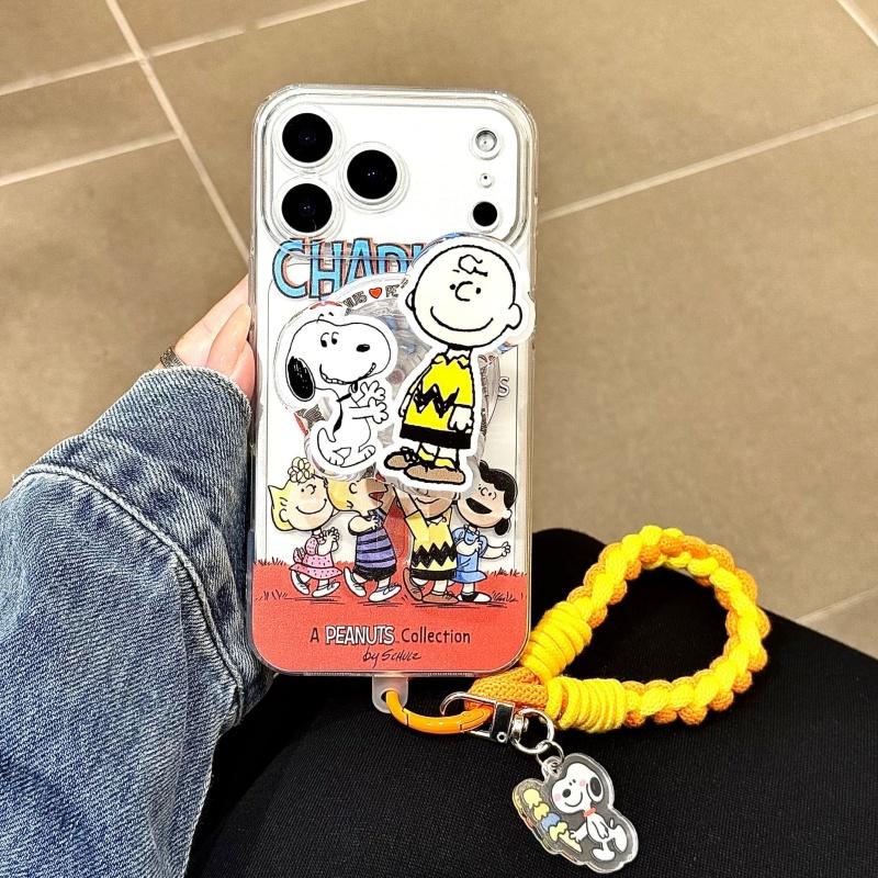 cartoon Cute Snoopy Magsafe Wireless Charge Case For iPhone 16 17 12 14 15 13 Pro Max Plus Air Funny Snoopy Magnetic Stand