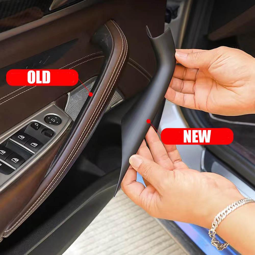 Car-styling For BMW 5 Series G30 G38 2018- Interior Carbon Fiber Texture Door Handle Pull Protective Cover