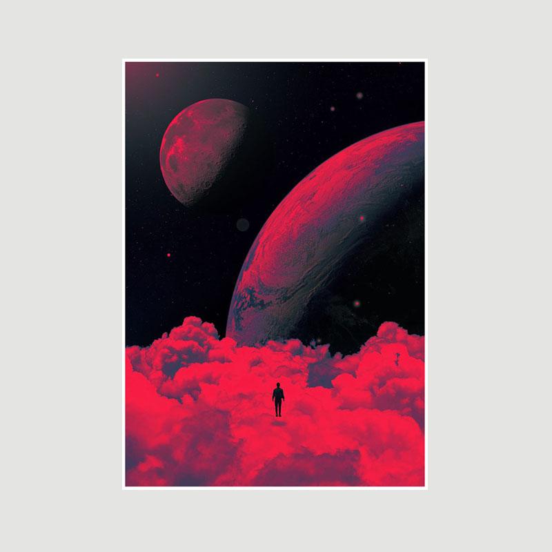 Living Room Decoration Art Painting White Paper Astronaut Space Poster Wall Art Prints Home Decor Bar Cafe Dorm Decorative Pictures Gifts