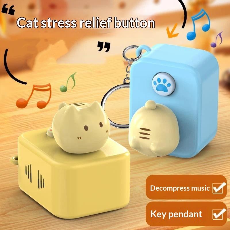 Cute Kawaii Cat Fidget Keychain Stress Relief Toy with Pressable Paw Playful Sound for Bag Decor Small Gifts