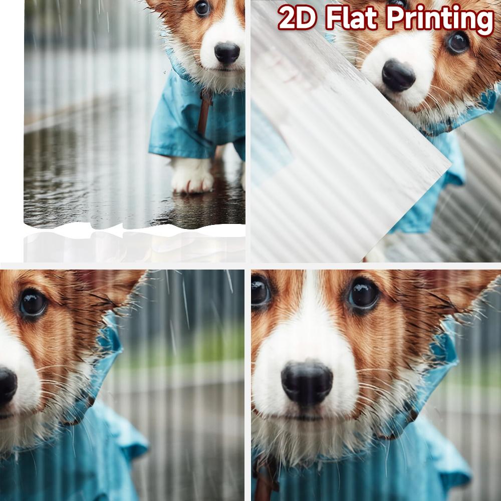 2D flat printing 2pcs Curtains Cute Corgi Dog Raincoat Digital Printed Polyester Drapes Family Party for living room decor for