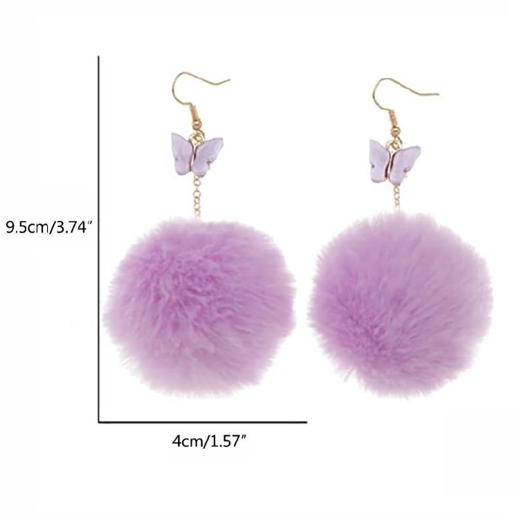 Artificial Fur Ball Fluffy Earrings Colored Pompom Earrings Suitable for Girls