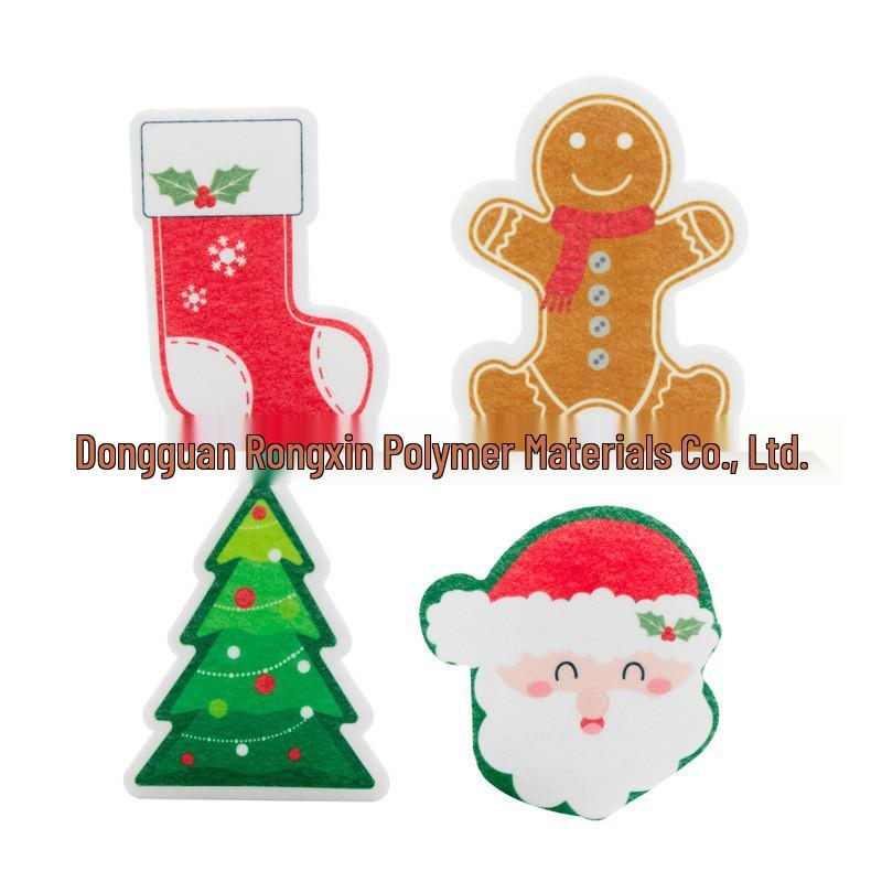 2025 Cartoon Print Scouring Pad: Christmas Dish Sponge & Pot Brush Set for Kitchen Cleaning