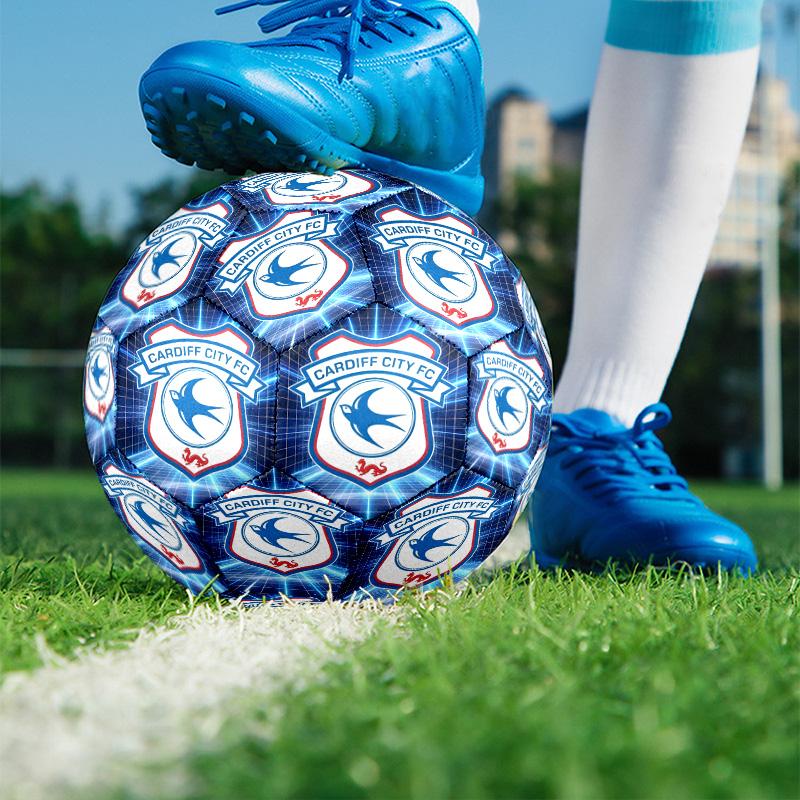 Cardiff City FC Print Size 5 Soccer Ball, PU Wear Resistant Football for Match Training and Daily Practice, Birthday Gift for Soccer Fans