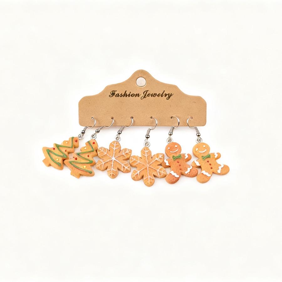 Festive Snowflake & Gingerbread Man Earring Set - Cute Resin Holiday Accessories
