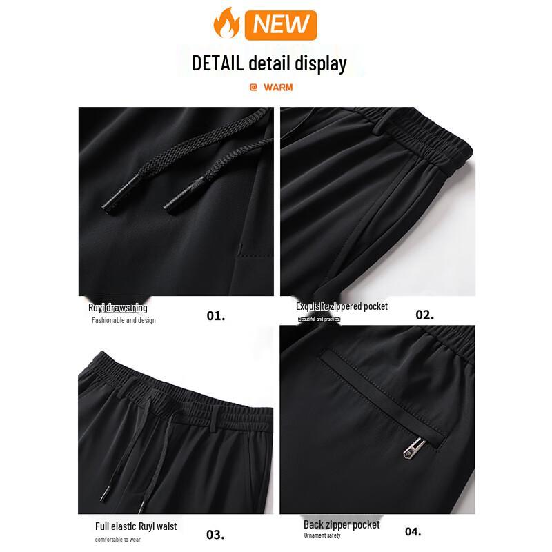 ROMON Men's Autumn/Winter Anti-Wrinkle Stretch Straight-Leg Casual Trousers