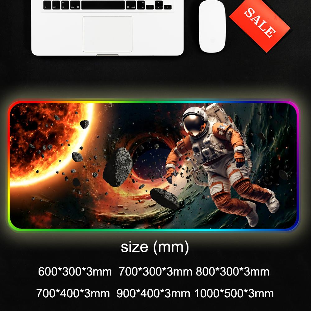 space astronaut Mouse Pad RGB Gaming Mousepad Big LED Pad PC Desk Mat Luminous Mouse Pad Large Keyboard Mats Table Rug With