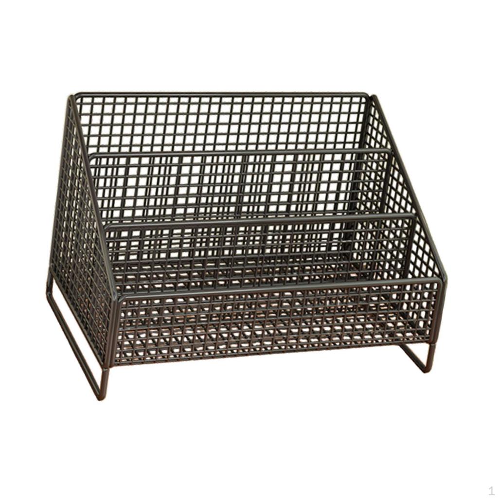 Plattenständer 3 Fächer Aufbewahrungsregal Arbeitszimmer Schreibtisch Organizer Metall
