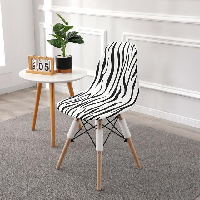Coprisedile Sedia a Conchiglia Spandex Stampato Coprisedili Sedia Senza Braccioli Cucina Sala da Pranzo Banchetto Matrimoniale Copertura per Sedie Zebra