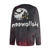 Women's Long Sleeve Knit Cardigan with Halloween Print Button Front