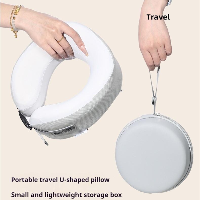 Travel Neck Pillow Memory Foam Pillow for Airplane Car Office Supportive Cervical Neck Rest with Washable Cover