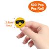 500Pcs/Roll Cartoon Funny Smile Face Expression Reward Stickers 8 Designs 2.5cm/1.0in Round For PC Pad Fridge Gift Diy Decor