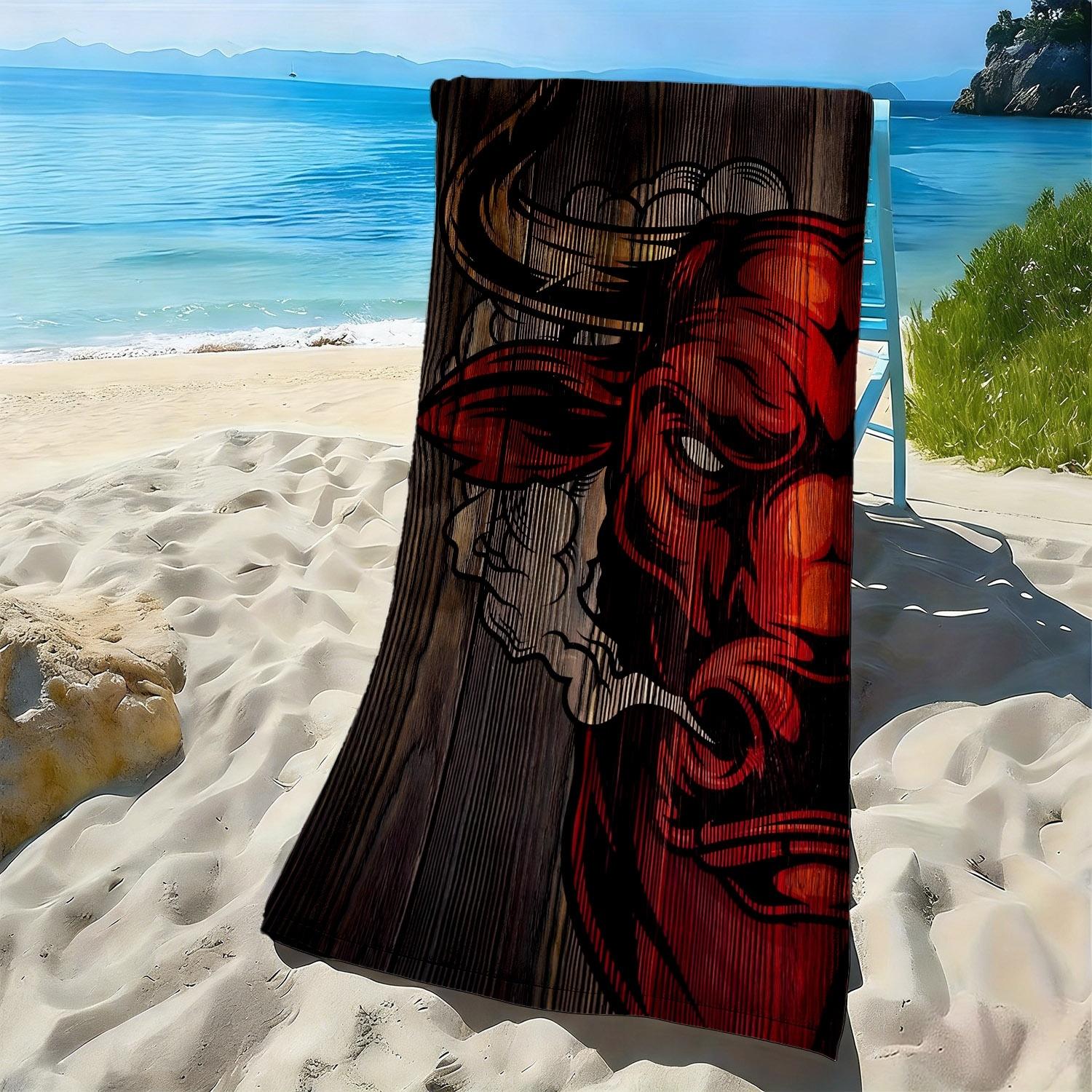 

Retro bull head flame pattern polyester microfiber beach towel is highly absorbent, suitable for swimming and beach outings W40*H60(CM)