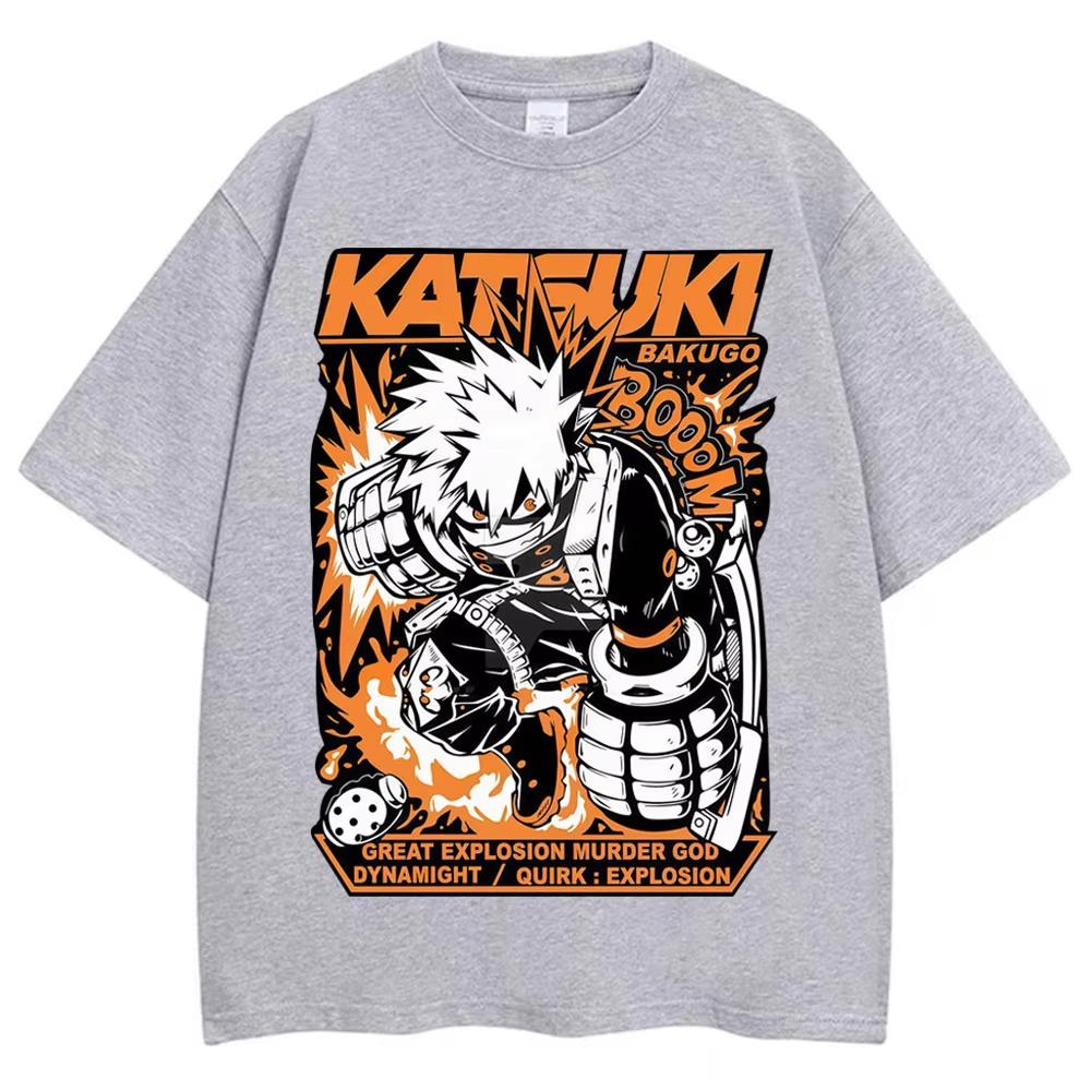 Anime My Hero Academia Bakugo Katsuki Print TShirts Vintage Harajuku Fashion Unisex Women Tshirts pure Cotton Casual T Shirt