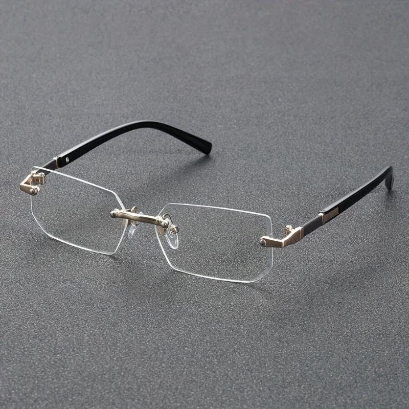 

2 шт. Мужские модные и простые квадратные очки без оправы/прозрачные линзы, подходящие для повседневной носки дома и для нарядной одежды