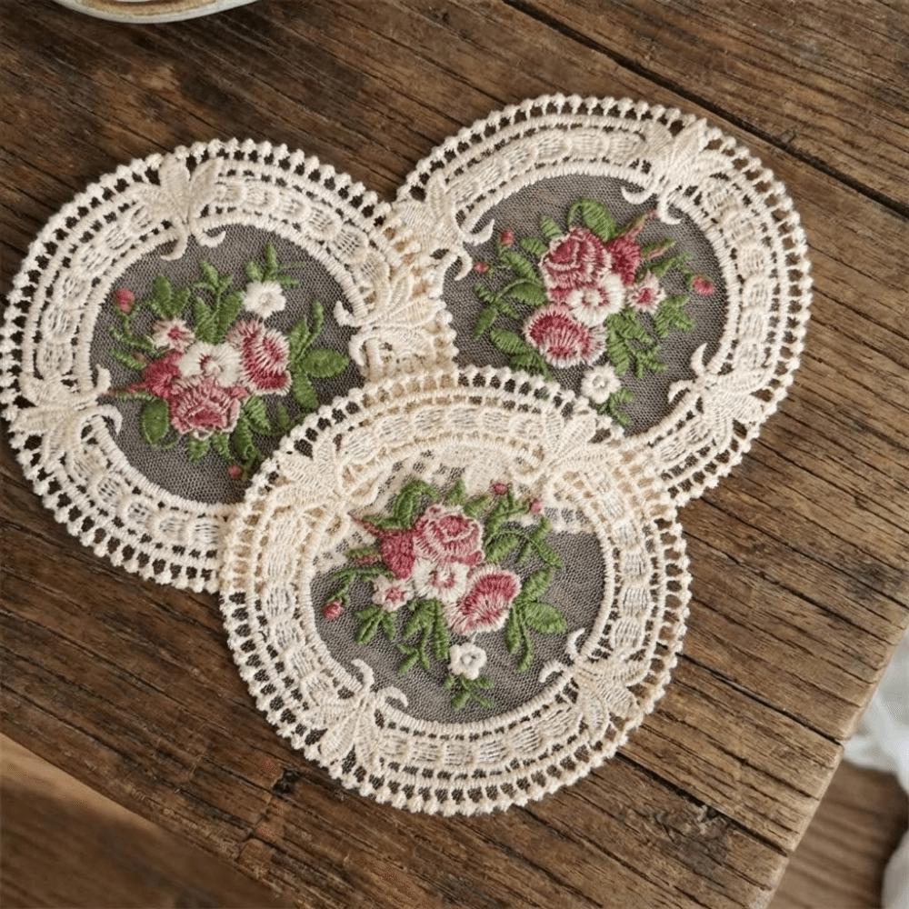 Anti-scald Embroidery Placemat Exquisite Plate Mat Lace Doilies Vintage Lace Coaster Tea Party