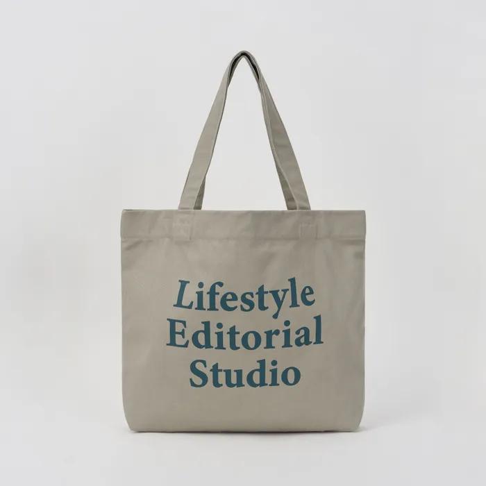 SLOGAN WASHED ECO BAG - GRAY