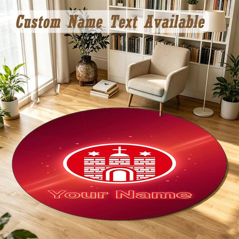 Round Rug Custom NameFC St. Pauli Pattern Non Slip Carpet Home Floor Decor
