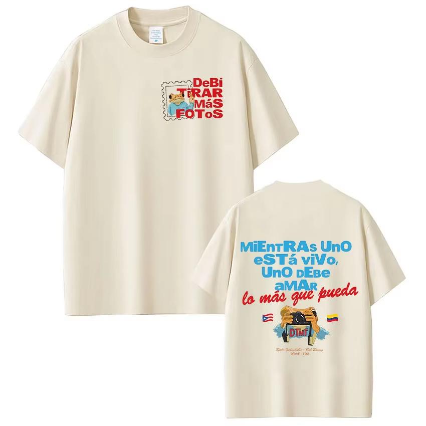Rapper Bad Bunny Tshirt Debi Tirar Mas Fotos Dtmf Tour T Shirts Mens Clothing Women Fashion Hip Hop Summer Tshirt Streetwear