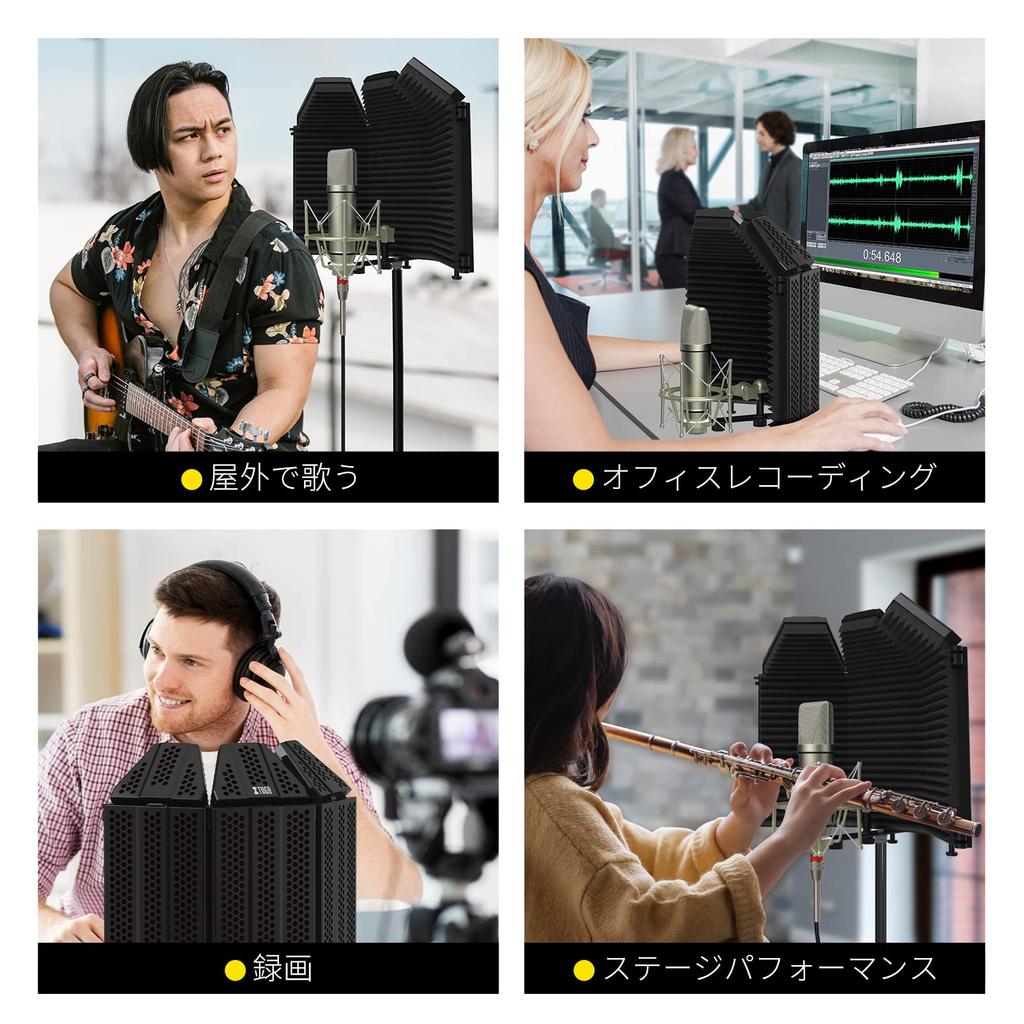 XTUGA Reflexionsmikrofon Schallschutz Faltbares Material für Gesangsaufnahme und Rundfunk Reflexionsaufnahme Schallabsorbierendes Material Filter,