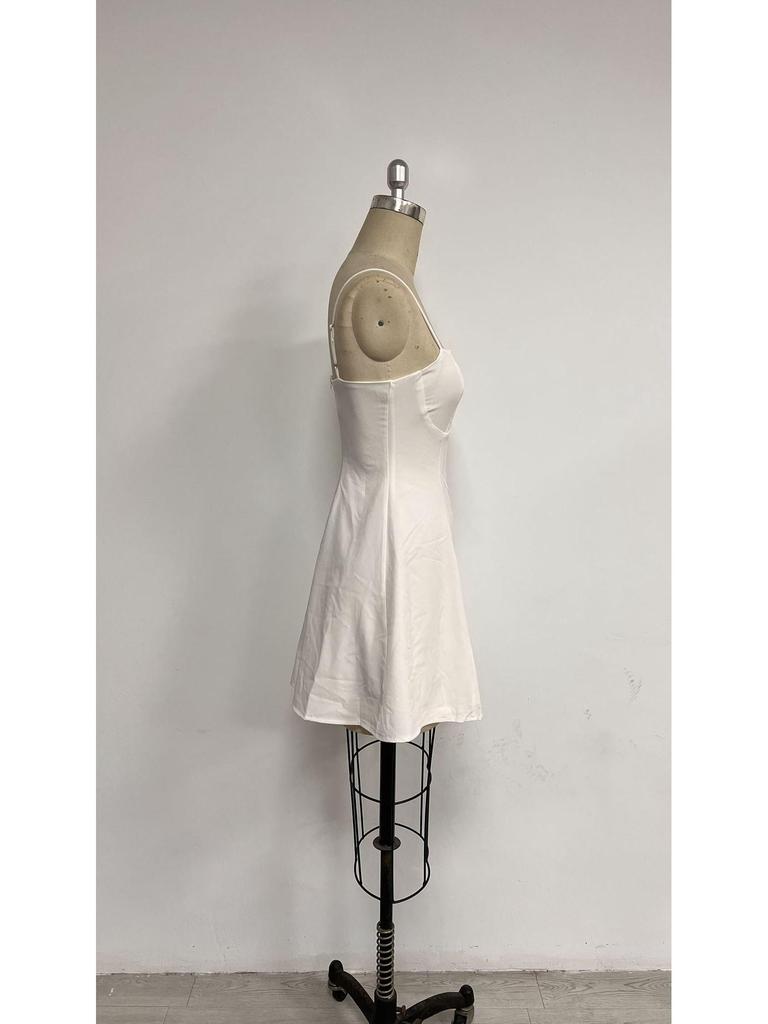 2026 Summer Sexy Women's Backless Mini Dress - Solid Color, Spaghetti Strap, High Waist