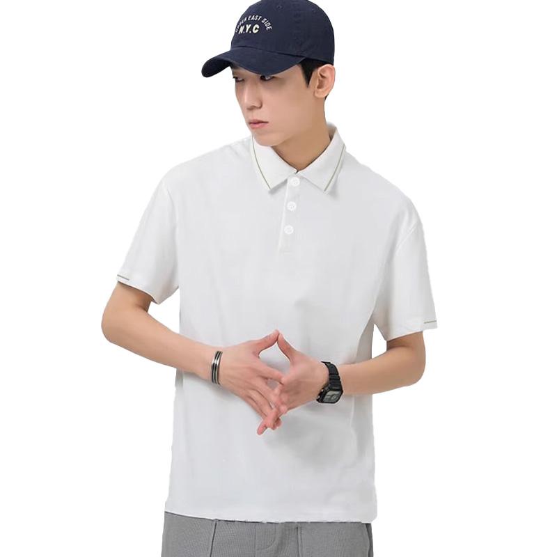 Li Ning Logo Cotton Breathable Solid Color College Style Sports Casual Short Sleeve Polo Shirt Unisex Polo Shirts LSKS110-2