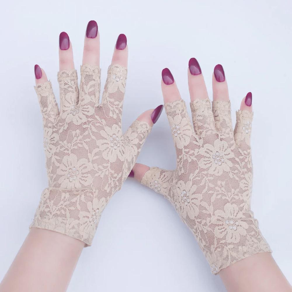 1 Pair Women Half Finger Sun Protection Gloves Fingerless Lace Wedding Decoration Gloves Fingerless Style
