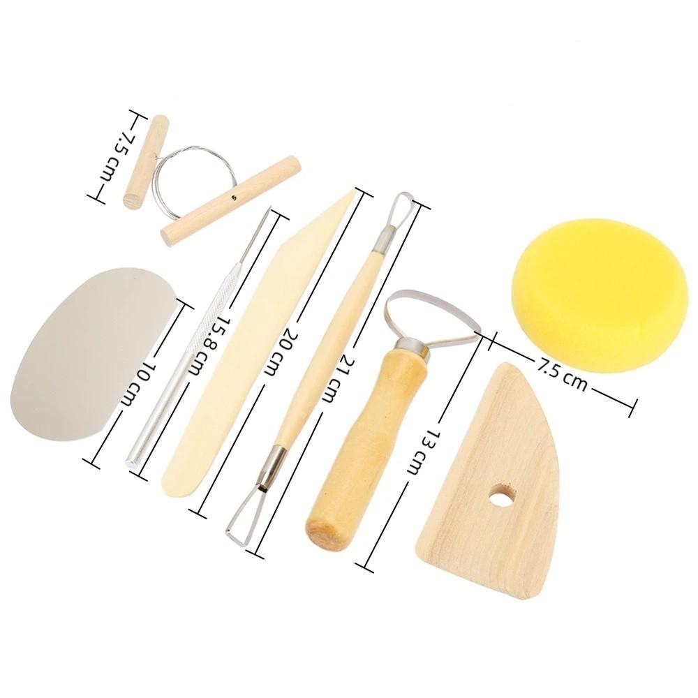 8pcs Smooth Wooden Handles Clay Sculpting Tools Set Double-Sided Modeling Tools Clay Sculpting
