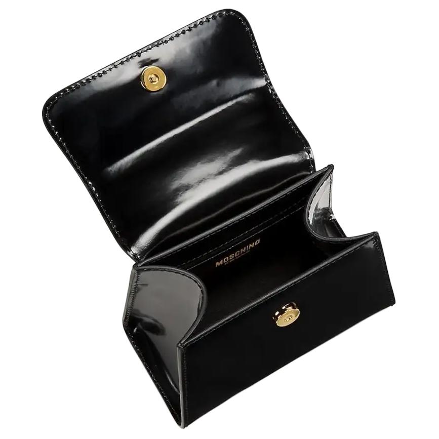 Moschino Heart Button Trapezoidal Design Calfskin Shoulder Crossbody Tote Bag Women handbags Black AEF2312A754280170555