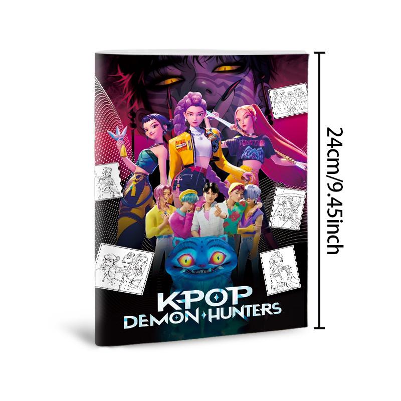 

Latest 56Page K-Pop Demon Hunters Picture Book Anime Peripheral Line Art Coloring Book Children s Album Coloring Painting 24*17cm