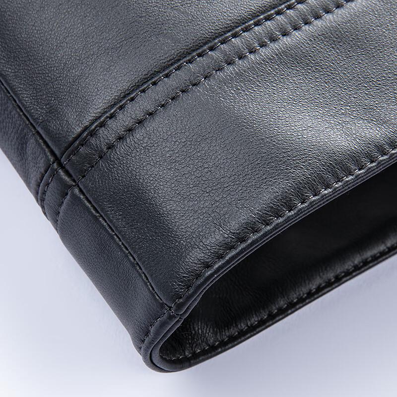 FAPAI Men's Genuine Sheepskin Stand-Collar Leather Jacket