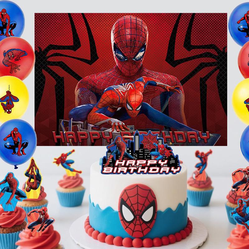 Birthday Superhero Party Tablecloth Balloon Cake Power Strip Background Cloth Set Party Decoration