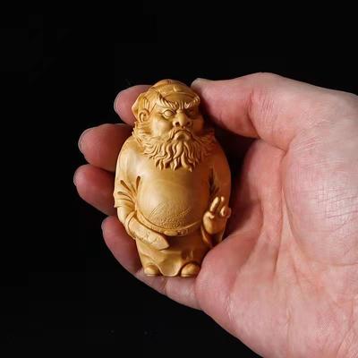 Solid Wood Carving Tianshi Zhongkui Ornaments Small Model Attract Wealth and Ward Off Evil Spirits Character Decoration Bestgift