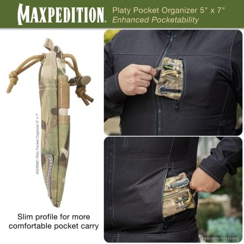 MAXPEDITION Plate Pocket Organizer, 5" x 7" (Multicam), Durable EDC Tool Pouch for Men, Neck Wallet with Paracord Strap, Holds Flashlight, Multitool,