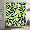 Modern Floral Print Shower Curtain Soft Fabric Waterproof Bathroom Decor For Home Living Room Lime Green Yellow Orange Navy Blue