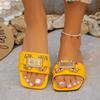 Summer women's metal buckle decorative for wearing flat slippers the outside