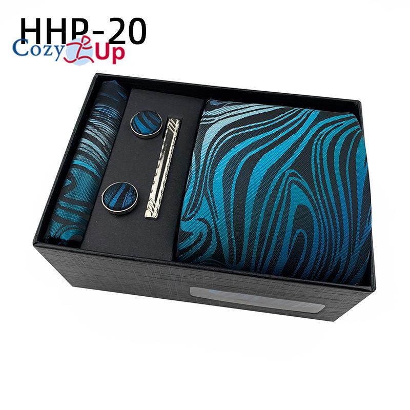 Cozy Up 6 Pieces Set Paisley Men's Tie Including Tie Square Scarf Cuff Tie Clip Gift Box