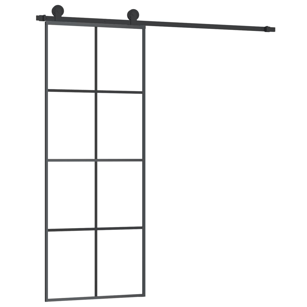Sliding Door with Fittings 76 X 205 Cm Tempered Glass & Aluminum
